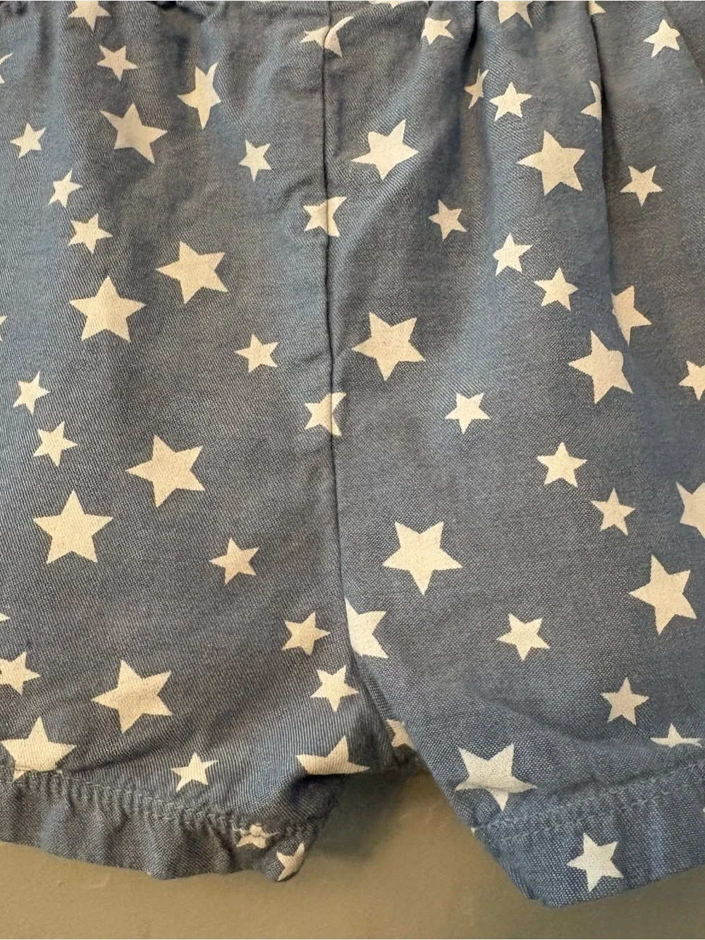 Tommy Hilfiger baby girls chambray with white stars ruffle top/short set 18 mon